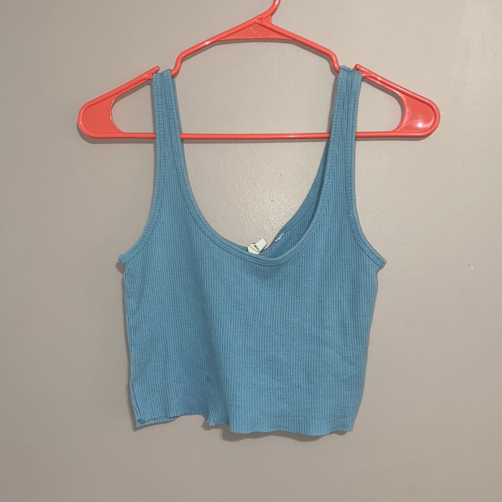 Blue crop top tank